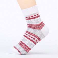 Cotton Knit Socks For Men And Women Lovers Retro Ethnic Socks Woolen Stockings Snowflakes